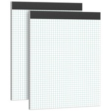 Graph Paper Notebook 8.5 x 11 Grid Paper Pad Quad Ruled, 2 Pack, 30 Sheets per P
