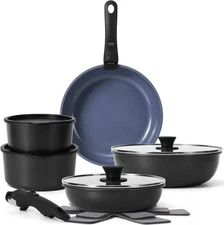 15 Piece Nonstick Ceramic Cookware Set Removable Handles Easy Clean Induction 