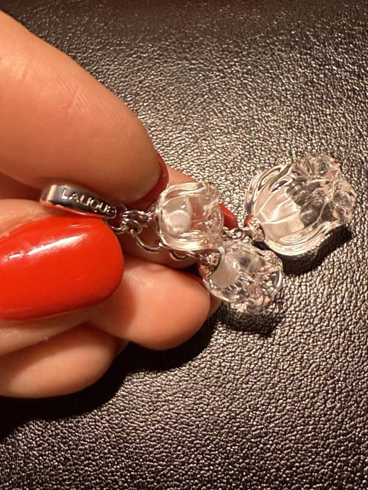 Lalique Muguet 3 Charm Pendant Necklace LALIQUE 925 Silver - Image 4 of 4