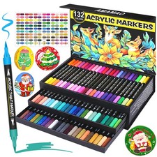 132 Colors Acrylic Paint Markers Pens Set,66 Pack Brush Acrylic Paint Markers...