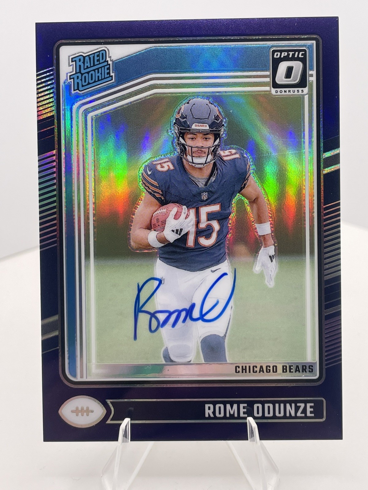 2024 Donruss Optic Rome Odunze #33/35 Purple Prizms Rated Rookie Auto Bears
