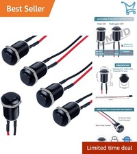 5pcs Waterproof 12mm Aluminum Push Button Switch ON-OFF 12V 24V 36V