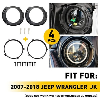 4pc 7 Headlight Mount Bracket Base Ring Fit For 2007-2018 Jeep Wrangler JK EAW