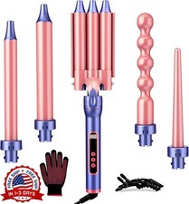 Rizador de pelo 5 en 1 con pantalla LCD, 3 barriles e iones negativos NUEVO US