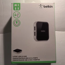 Belkin 4-Port USB 2.0 Hub F4U020TT w/ Power Adapter for PC/Mac