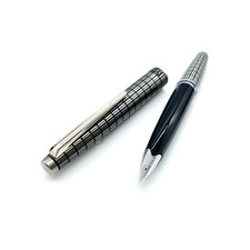 PILOT Elite Fountain Pen Pocket 18K F Nib Crosshatch Steel Vintage