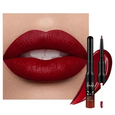 evpct 1Pcs Dark Oxblood Red Matte Lip Liner and Liquid Lipstick Stain Makeup ...
