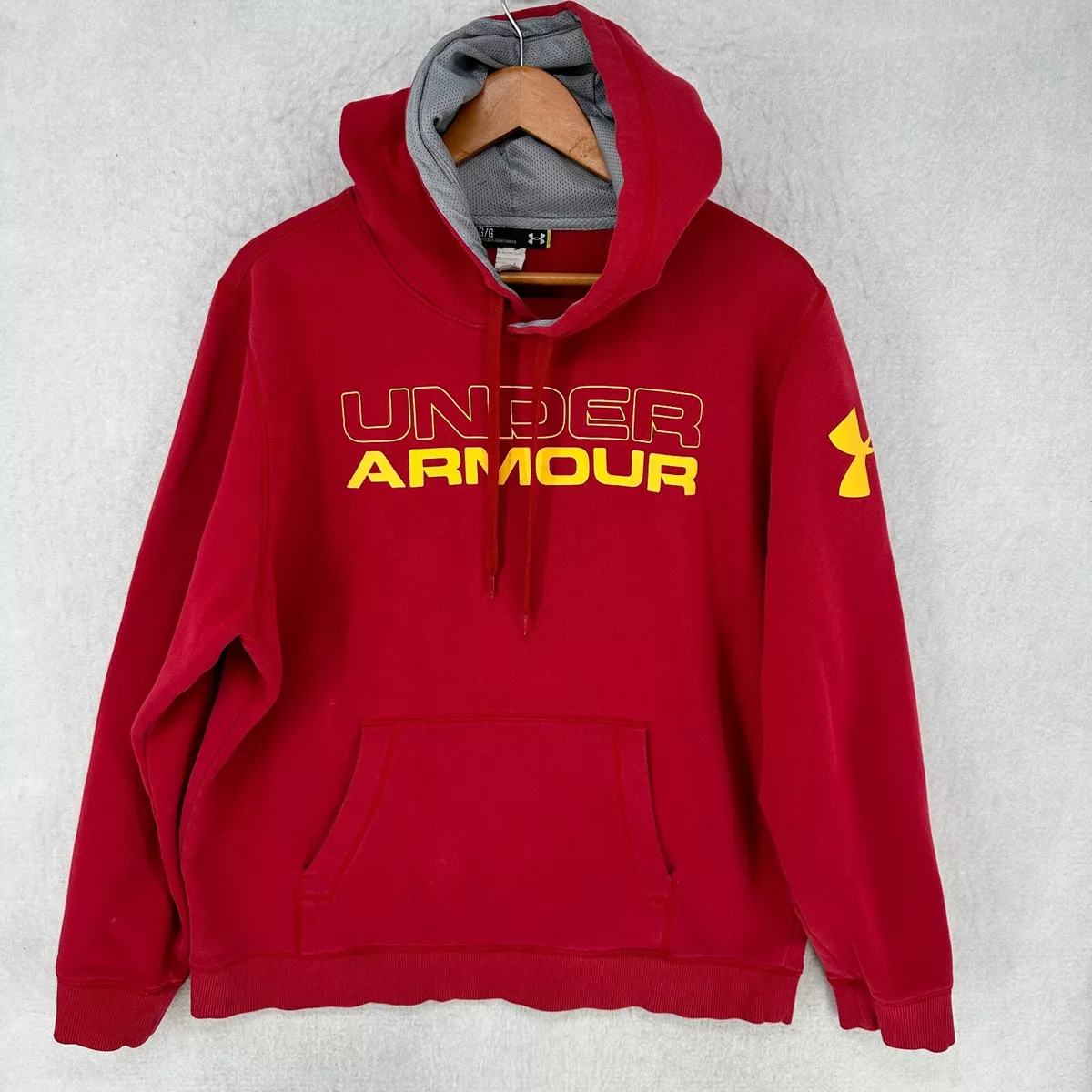 Red under online armour hoodie mens