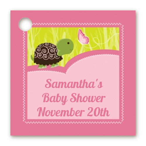 Baby Turtle Pink - Personalized Baby Shower Card Stock Favor Tags - Set of 20