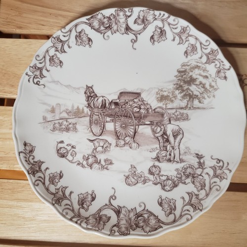Set O 4 Pier 1 Imports Salad Plates Harvest Village Collection 8 3/4" Farm Life - Picture 4 of 12