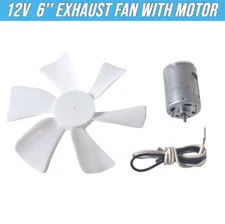 6" 12V RV Vent Motor Bath Exhaust Fan Blade Home Bathroom Roof Mobile Home