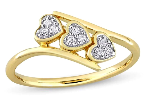 Bague De Mariage En Forme De Cœur Remplie D'or Jaune Avec Cristal Blanc - Neuve Avec étiquettes