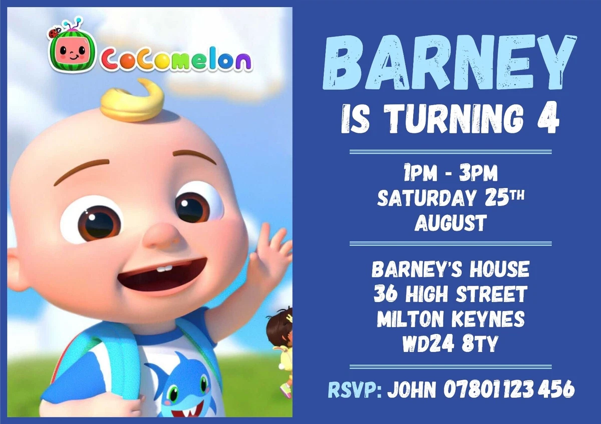 Cocomelon Birthday Party Invitations Personalised Digital Invite