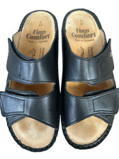 Finn Comfort Women's Black Leather Jamaika Adjustable Sandal size 8