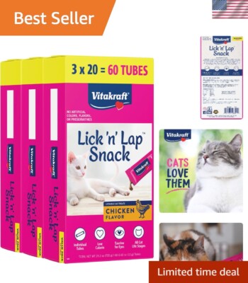 Interactive Squeeze Tube Cat Treats - Low-Calorie Delight for All Breeds 60-Pack