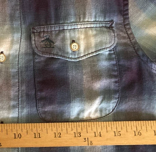 Original Penguin Blue Plaid Shirt Button Up Long Sleeve Men's Size S - Image 4 of 4