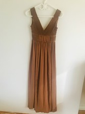 Mustard gown for wedding and formal parties dress pleated gold brown size 2