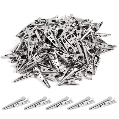 100PCS 1.06IN / 27Mm Mini Metal Alligator Clips, Crocodile Clamps Silver Tone Ni