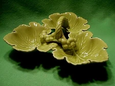 Vintage American Pottery GRAPE LEAF & GRAPE CLUSTER triple serving dish bowls.