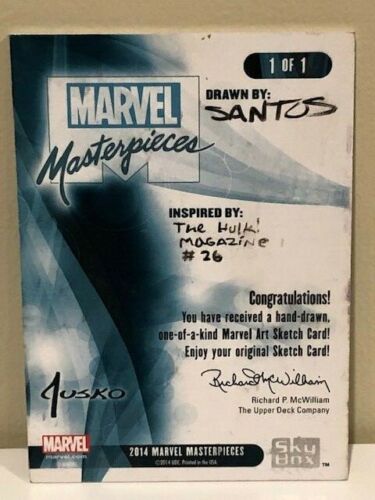 2016 Marvel Masterpieces Sketch HULK by Chris Santos ๐ ๐ 1/1 - Picture 2 of 2