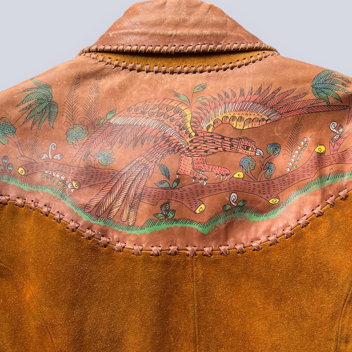 Vintage Char Leather Jacket 1960s 1970s Hippie Handcrafted Vintage Char Leather Jacket 1960s 1970s Hippie Handcrafted