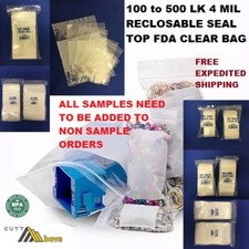 Clear Zip-Seal-Top Lock  Re-closable Zipper White Block Plastic Poly Bags 4-Mil