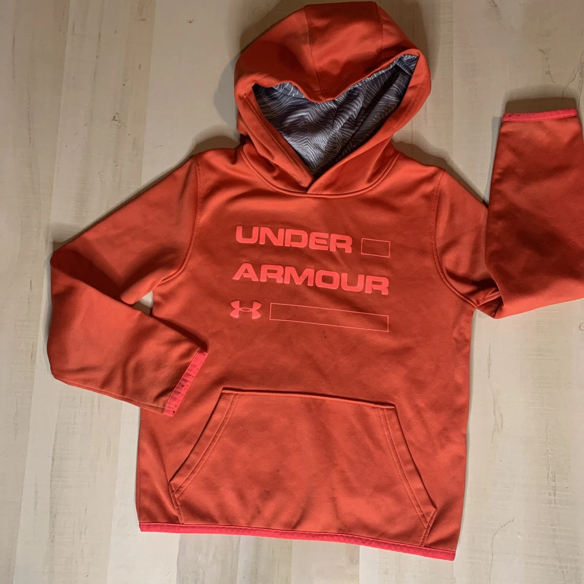 Under Armor Cold Gear Orange Hoodie XXS Youth Pullover Sweatshirt