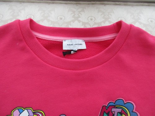 Marc Jacob Girls' Pink Fuchsia Cotton Sweatshirt w/Logo Patch Designs, Sz 12 - Picture 6 of 12