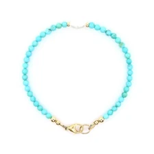 4mm Arizona Blue Turquoise & Pearl Bracelet 14k Gold Filled or Sterling Silver