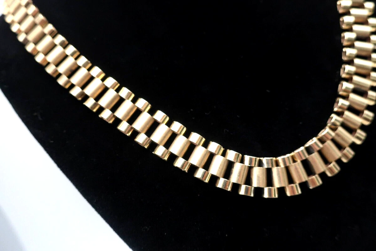 ELAGANT 10K Solid Yellow Gold Rolex Link Chain Necklace 11.9mm 53gr 22"  inch | eBay