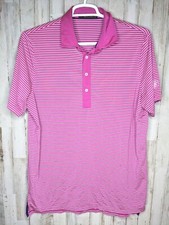 RLX Ralph Lauren Golf Polo Shirt Mens L Stripe Pink Performance Short Sleeve