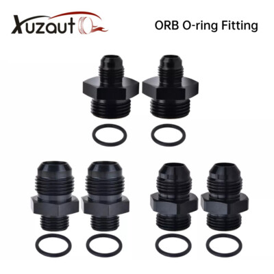 2PCS AN6 AN8 AN10 Flare to 6AN 8AN 10AN ORB Male O-Ring Fitting Adapter Black