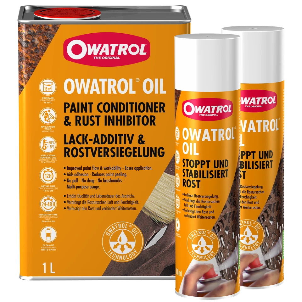 OWATROL Öl OIL Bundle 1 Liter + 2 x 300ml Öl Spray Rostschutz Rostversiegelung