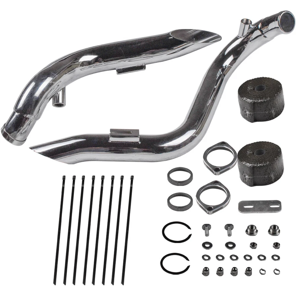 2" LAF Exhaust Pipes for Harley Sportster Softail 1984-2023 Silver Wrapped - Image 3 of 4