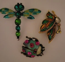 Ladies Classy Pretty Rhinestones Ladybug Butterfly Dragonfly Brooch Lot CA E312