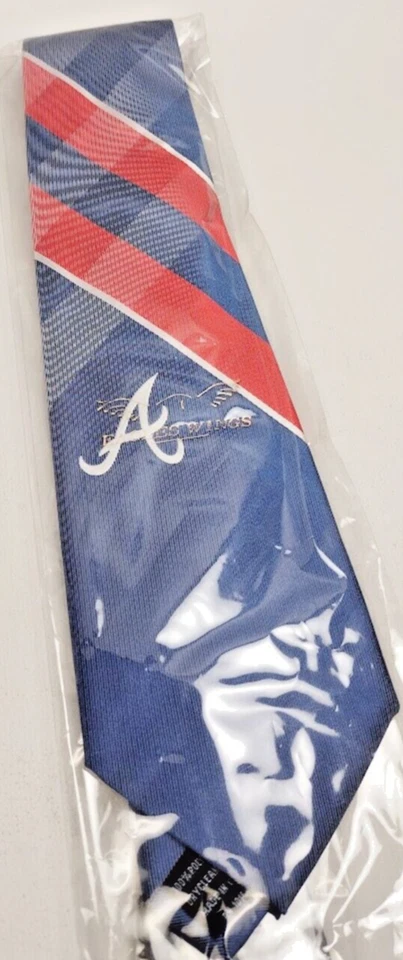 MLB Atlanta Braves Grid Necktie - Men's Tie - Baseball Tie  - Image 4 of 4
