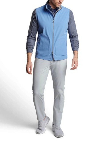 PETER MILLAR Crown Crafted Men's M Brook Blue Contour Full Zip Vest Jacket $245 - Picture 2 of 6