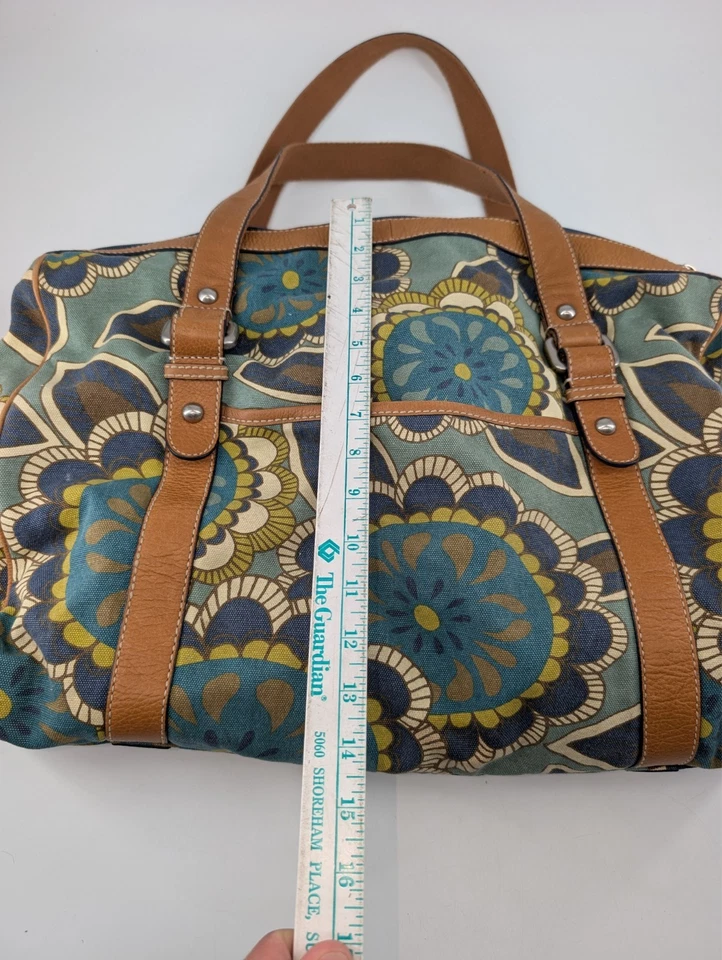 Bolso de viaje vintage Key Per FOSSIL grande floral bolso de viaje de fin de semana azul Foto 2 de 4