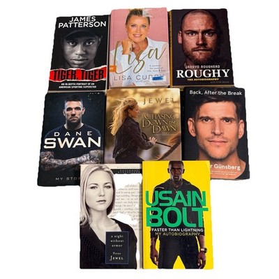 Celebrity Biography Book Bundle Tiger Woods, Jewel, Usain Bolt, AFL 