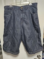 Vintage 90's Evisu Genes Jean Shorts Denim Baggy Men's Sz 34 Design On Back