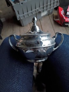 Silver Creamer Jar Copper On The Inside About 4 In In Diameter