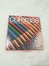 Col-Erase Colored Pencils With Erasers Vintage 24 Color Set Faber Castell New