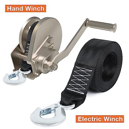 Boat Winch Strap with Safety Snap Hook 2" x 20 Ft for Pontoon/Bass/Fishing 
