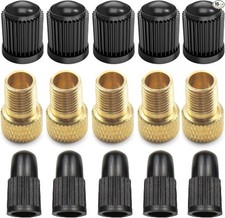 Brass Presta to Schrader Valve Adapter Set with Valve Caps fo Color: Set of 15