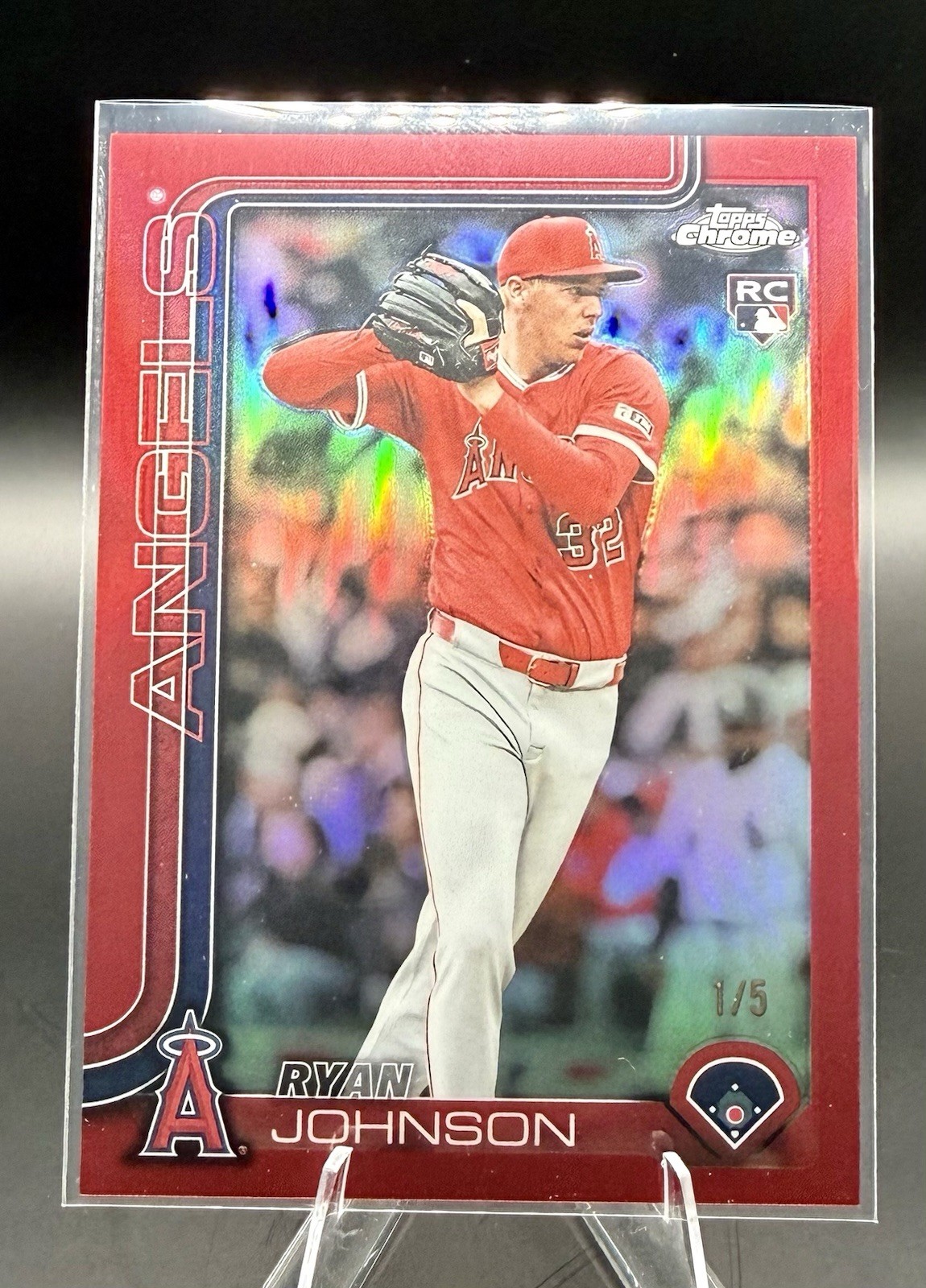 2025 Topps Chrome Ryan Johnson TRUE Red Refractor Rookie /5 #USC116 Angels
