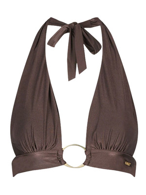 Tala Plunge Bikini Top Size XL  Expresso Brown Non Wired Padded Halter Neck New