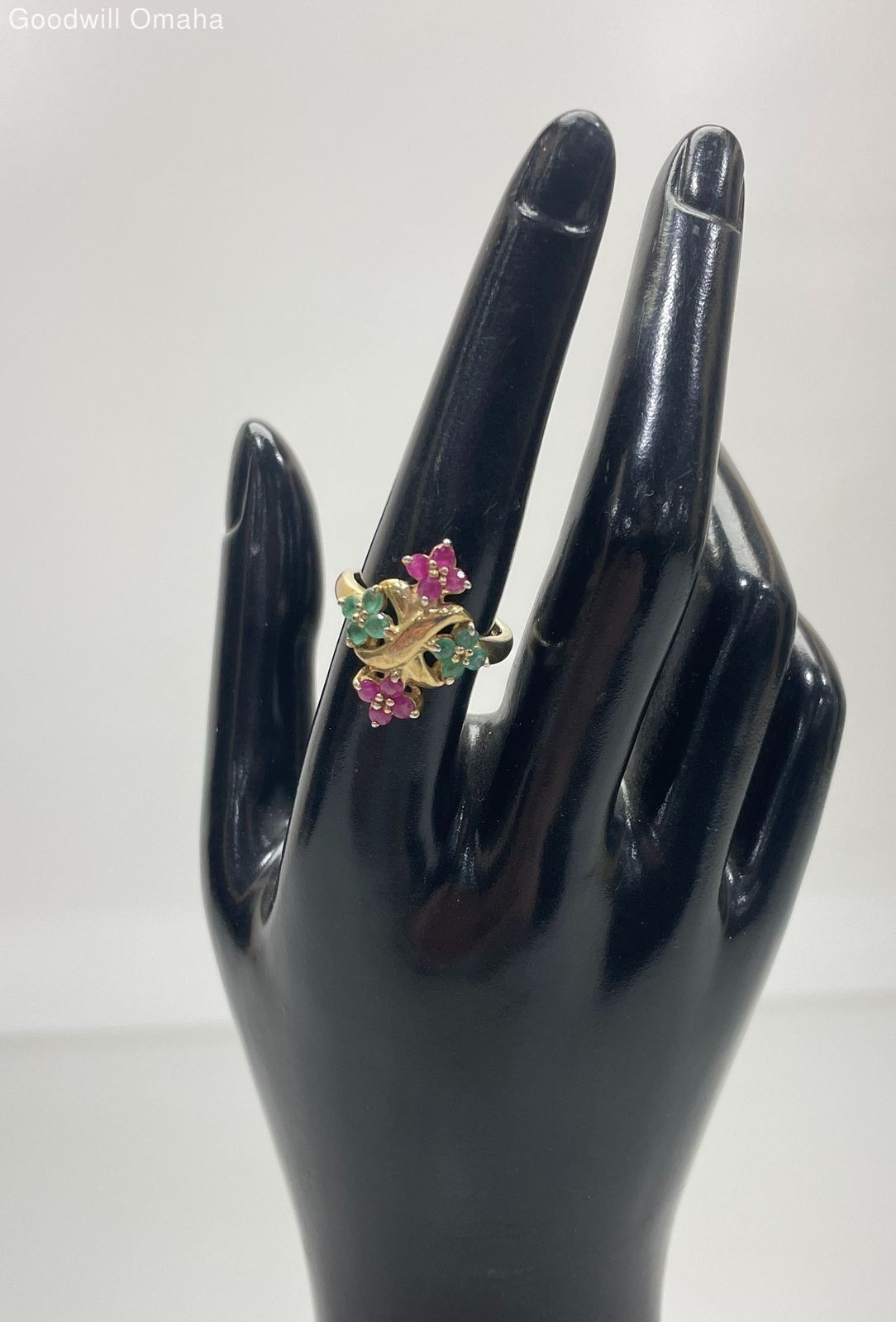 Gold Plated Sterling Silver Emerald/Ruby Gemstone… - image 1