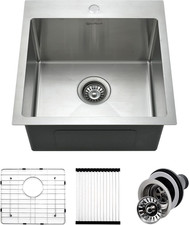 Drop in Kitchen Sink, 18 X 18 X 10 Inch 16 Gauge Single Bowl Topmount Wet Bar Si