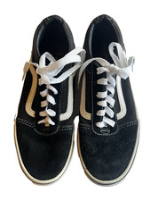 Vans Old Skool Low Top Sneakers Boys Youth 4 Black White Suede Skate Kids Shoes