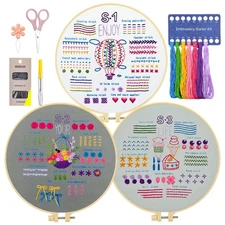 3 Sets Embroidery kit for Beginners Adults, Hand Embroidery Kit to Learn 33 D...
